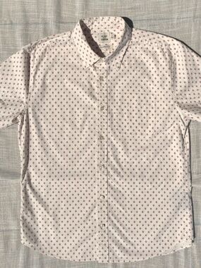 Flint & Tinder Stretch Cotton Short Sleeve Shirt White Red Print Men’s L